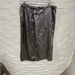 Shimmering Silver Pencil Skirt